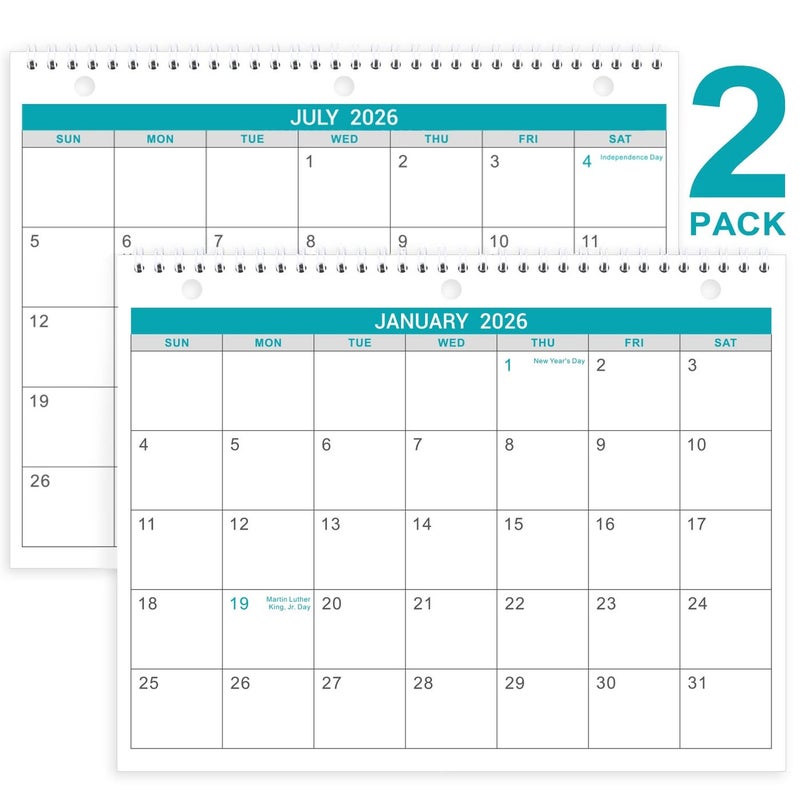 Lemome 2026 Wall Calendar - 2 Pack Monthly Wall and Desk Calendars, 12 Months from Jan 2026 - Dec 2026, 11"x 8.5", Thick Paper - Image 1